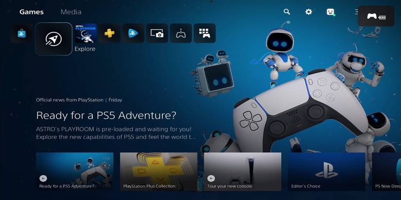 ps5 home screen astro bot and controller