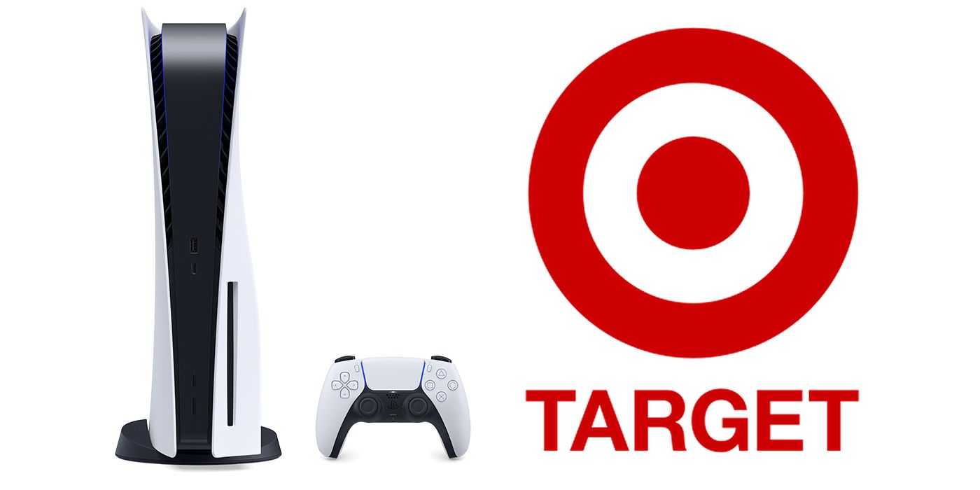 PS5 next to Target logo on white background