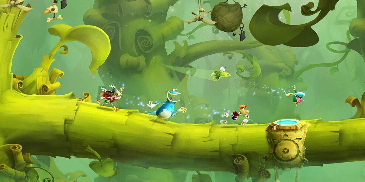 Rayman Legends, Rayman and driends running on tree branch