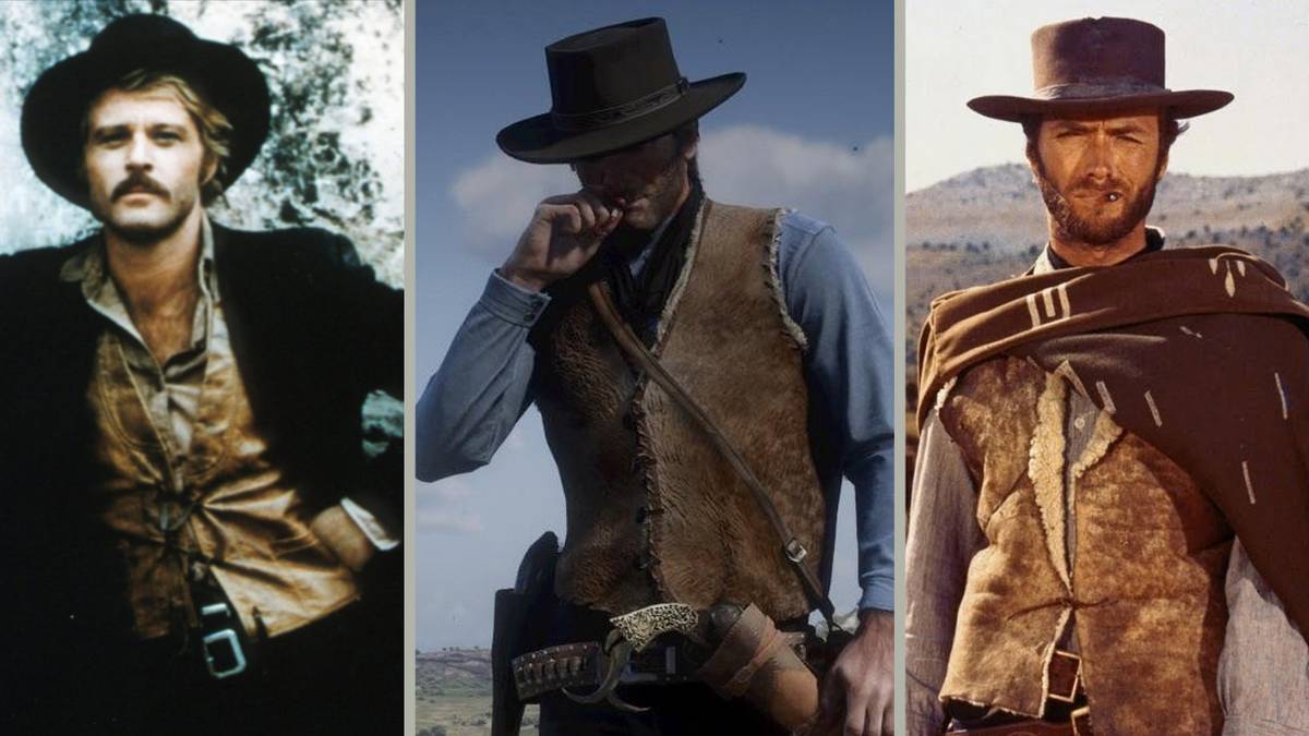 Robert Redford as the Sundance Kid (Butch Cassidy and the Sundance Kid), Arthur Morgan (Red Dead Redemption 2) and Clint Eastwood as the man with no name (A Fistful of Dollars)