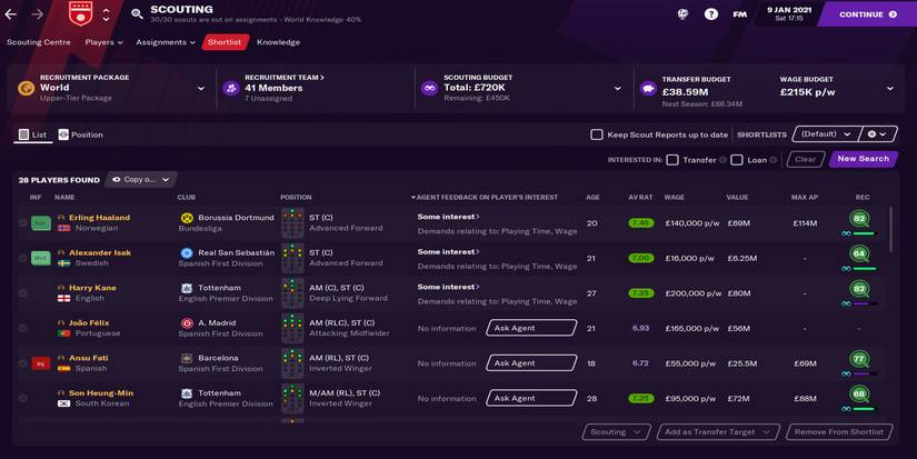 Recruitment in Football Manager 21