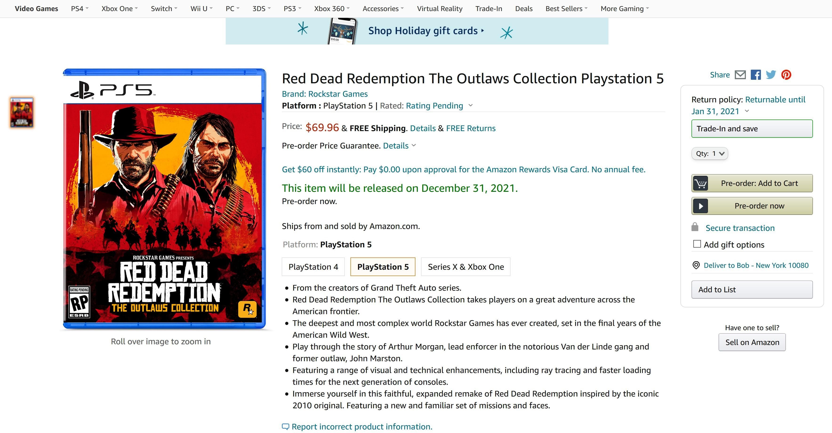 red dead redemption outlaws collection ps5
