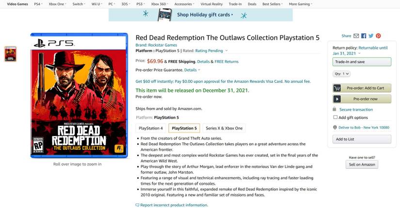 red dead redemption outlaws collection ps5