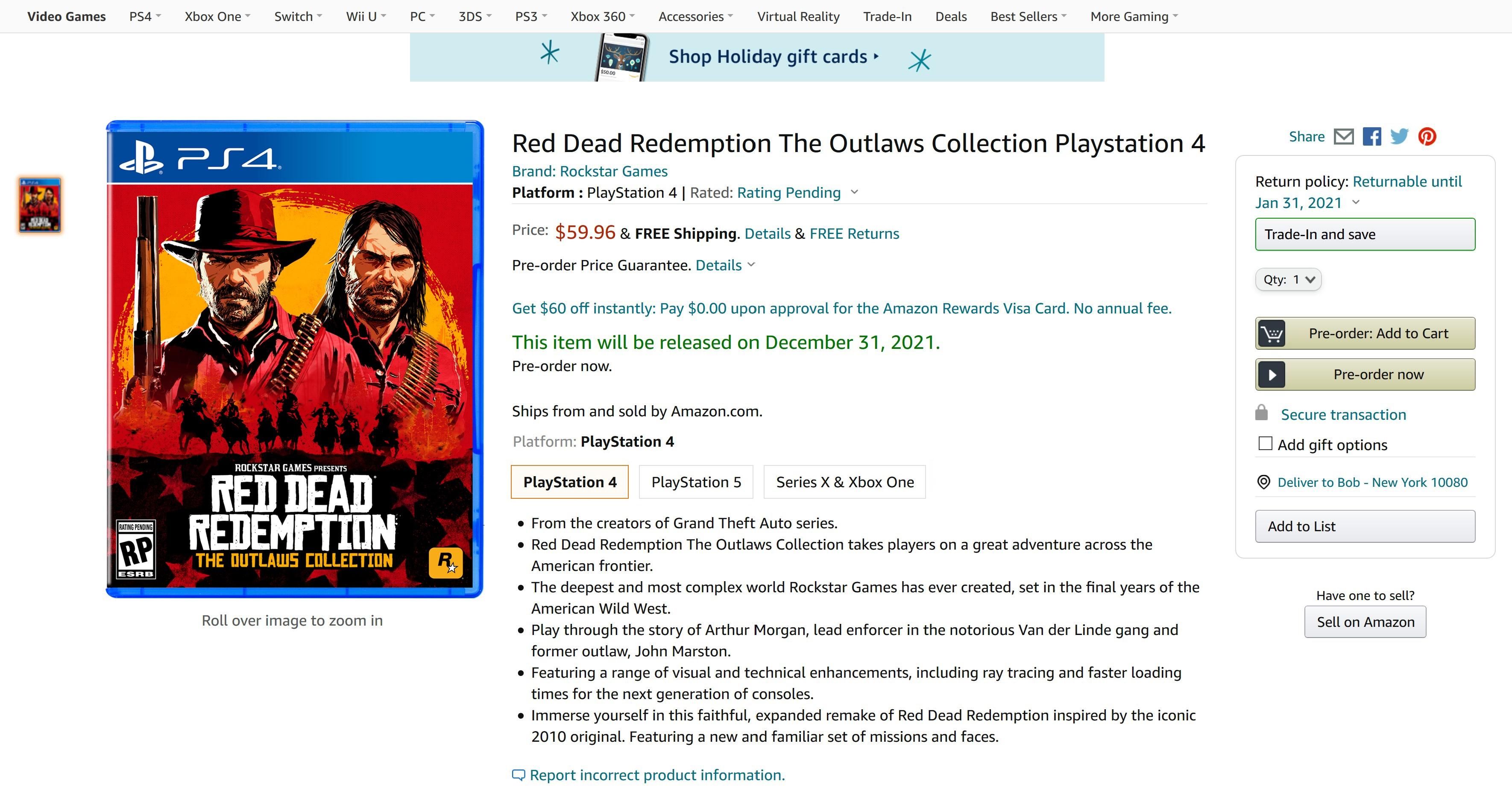red dead redemption outlaws collection ps4