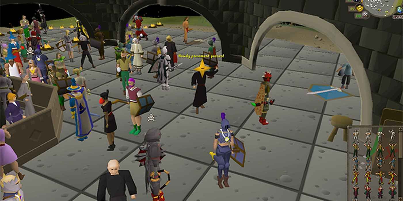 Standing with other players in RuneScape