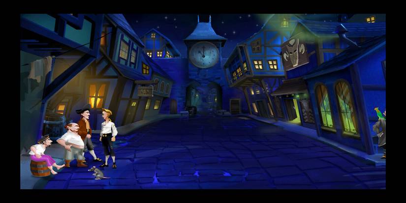 Pirates in the starting village of Secret of Monkey Island