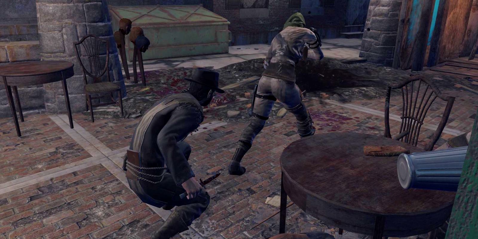 Player sneaking behind an enemy in Fallout 4