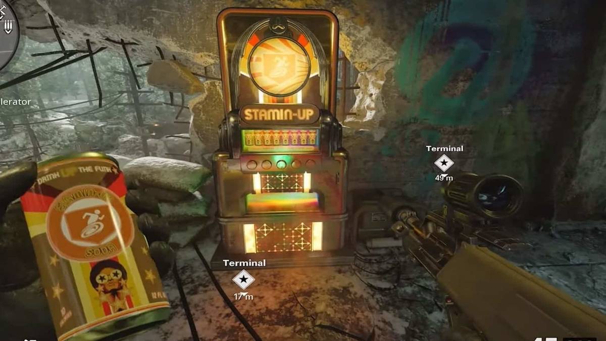 player drinking stamin-up in cold war zombies