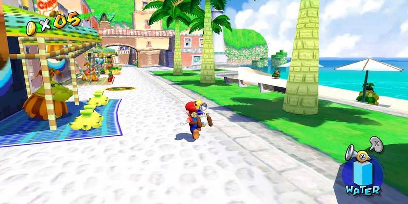 Super Mario Sunshine, mario running around Isle Delfino
