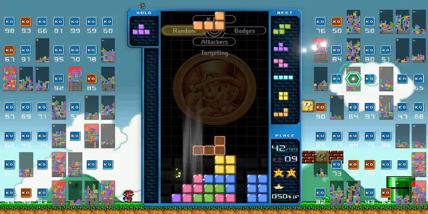 tetris 99 - Tetris 99 gameplay with Mario themed background