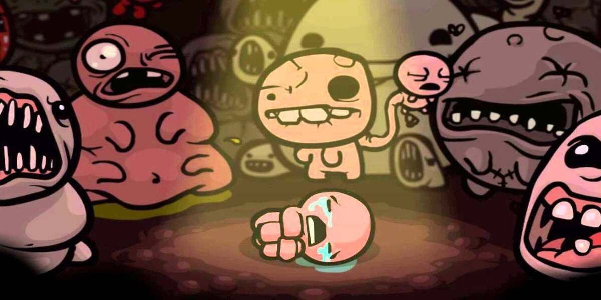 The Binding of Isaac promotional image of Isaac crying surrounded by monsters