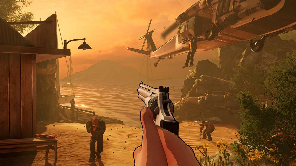 XIII Screenshot Sunset Helicopter