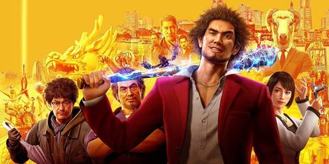 Ichiban armed with his baseball bat and his party members