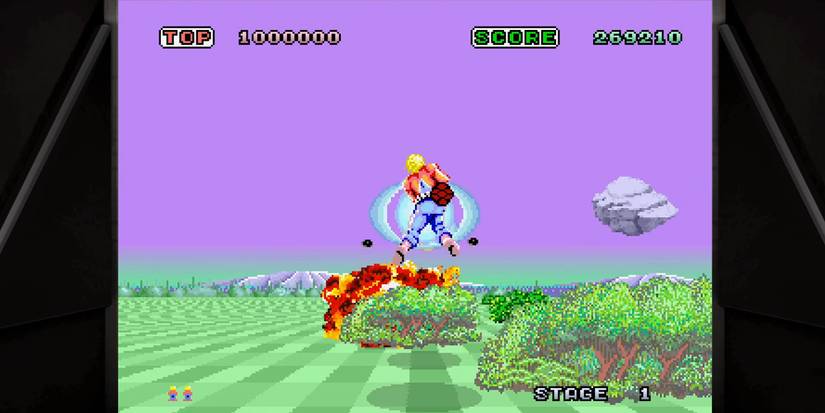 The Space Harrier minigame in Yakuza: Like a Dragon