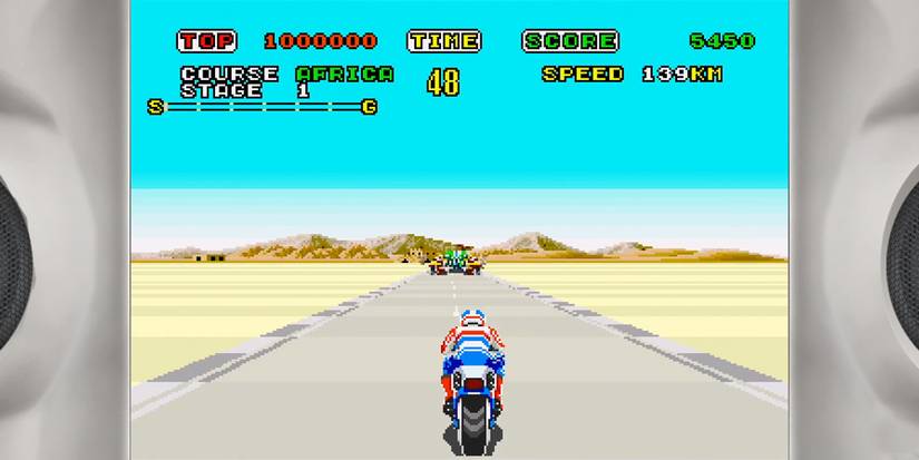 The Super Hang-On minigame in Yakuza: Like a Dragon