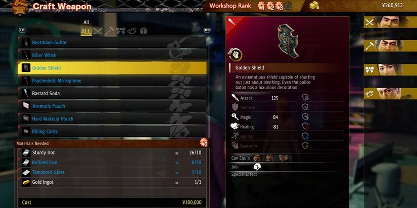 yakuza like a dragon weapon crafting