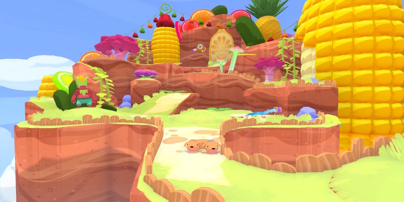 Phogs gameplay screenshot in area with fruit