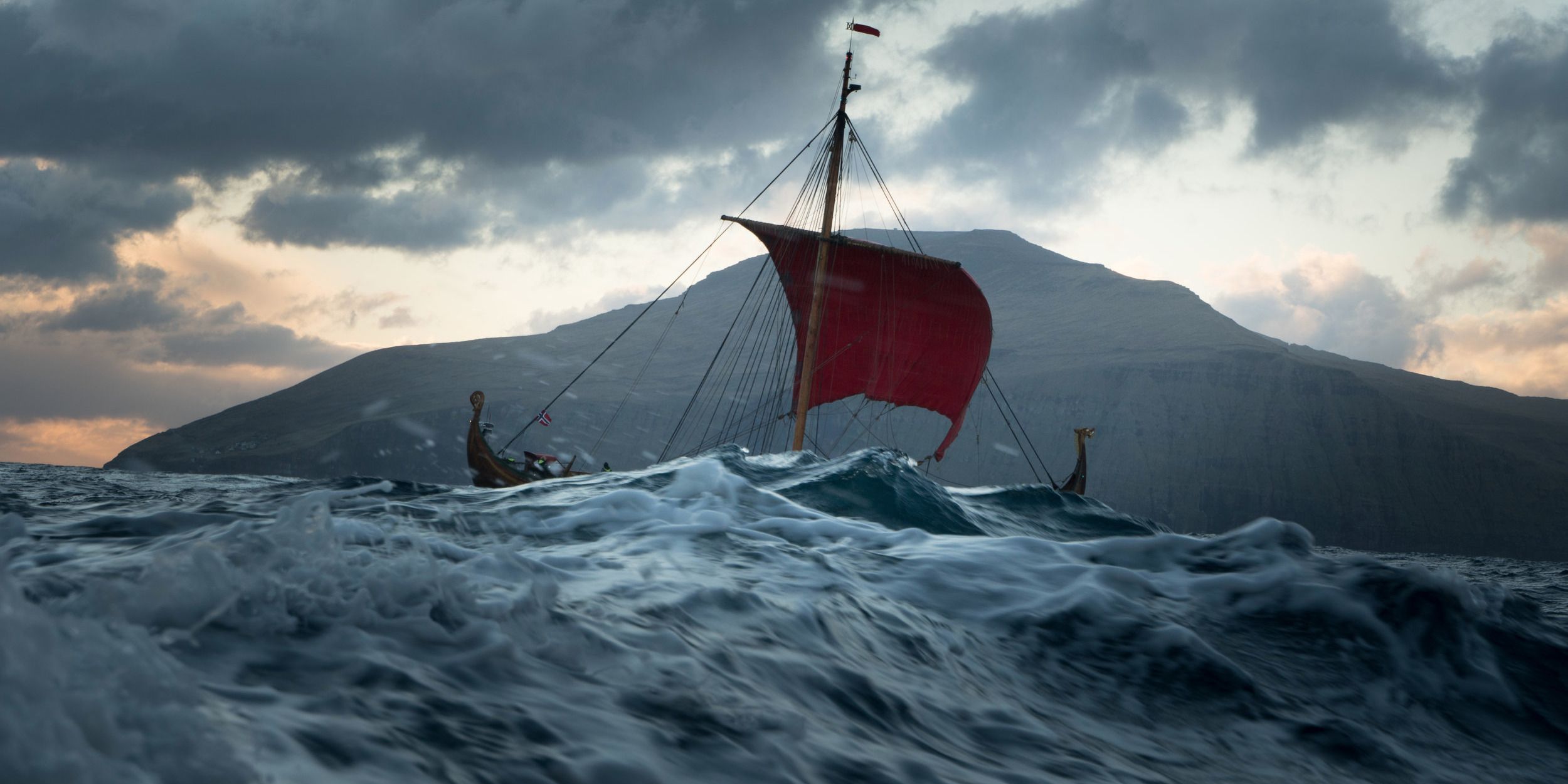 A Viking Ship At Sea