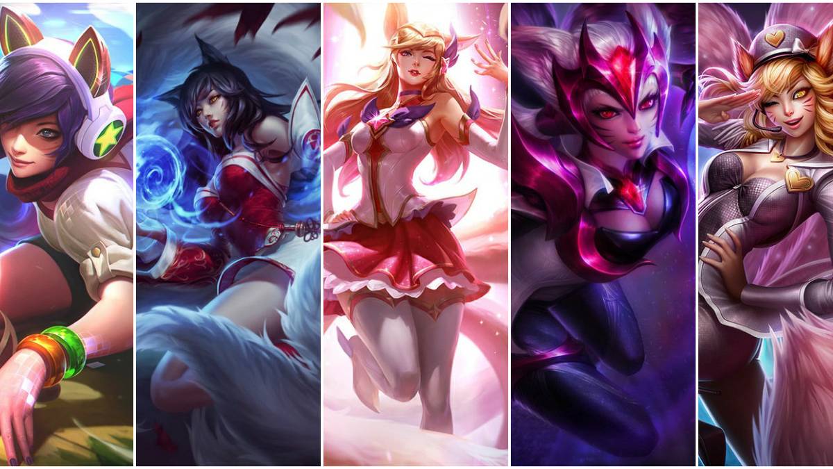 League of Legends multiple Ahri skins, collage