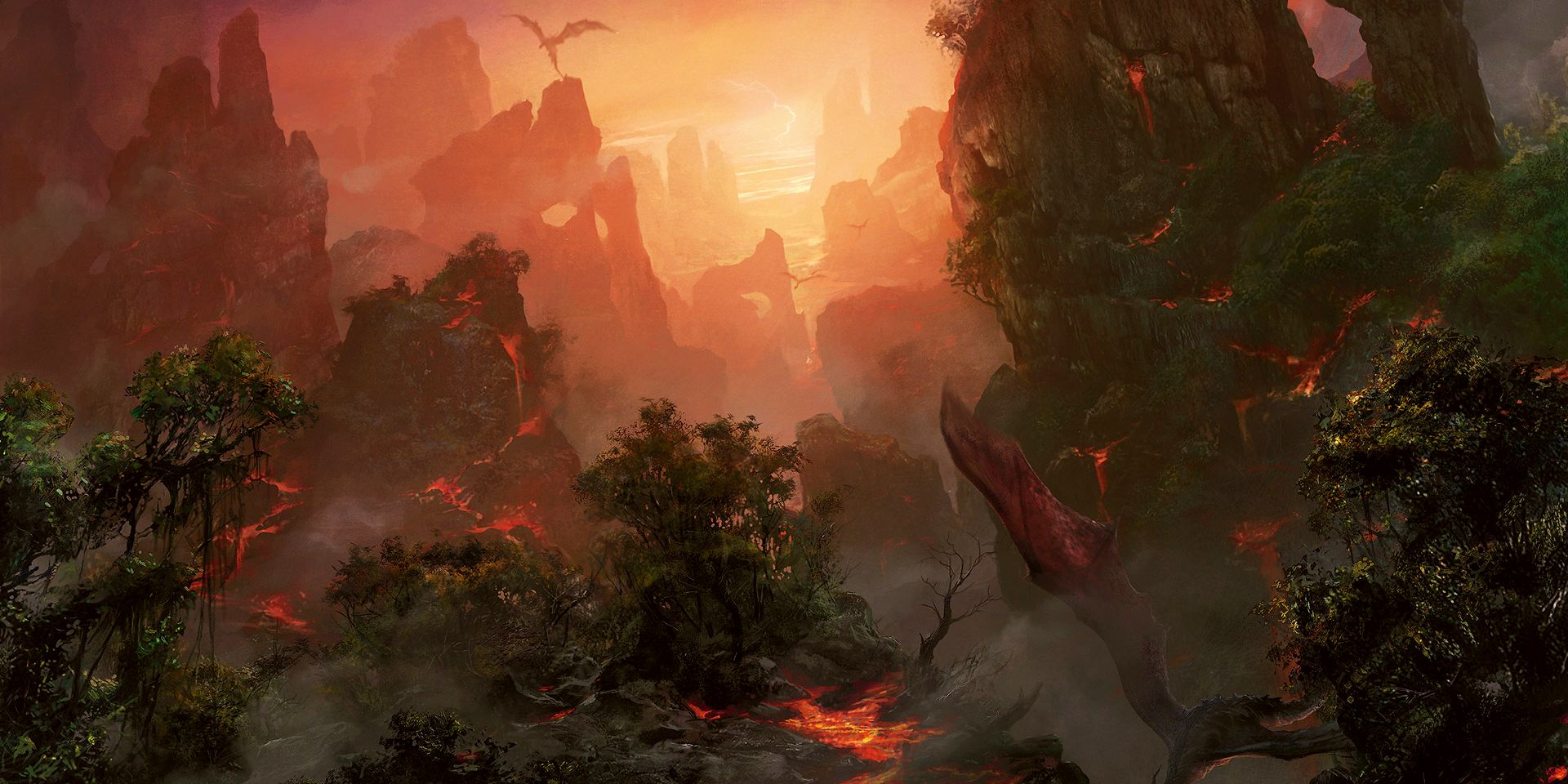 art depicting the forested Naya shard of the plane Alara from wizard of the coast's website