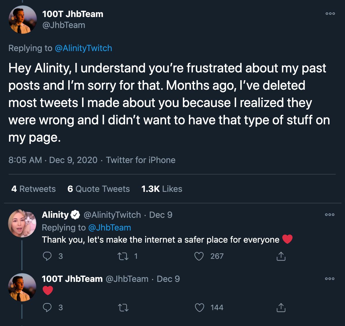 alinity jhbTeam apology twitch twitter mob 100 thieves