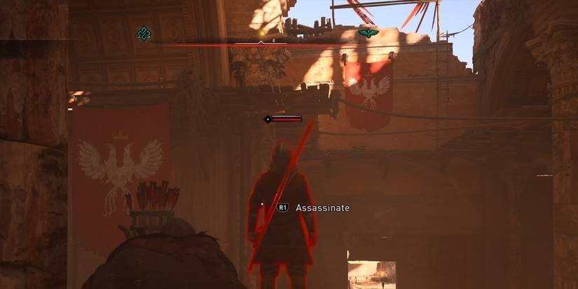 Eivor about to assassinate an enemy