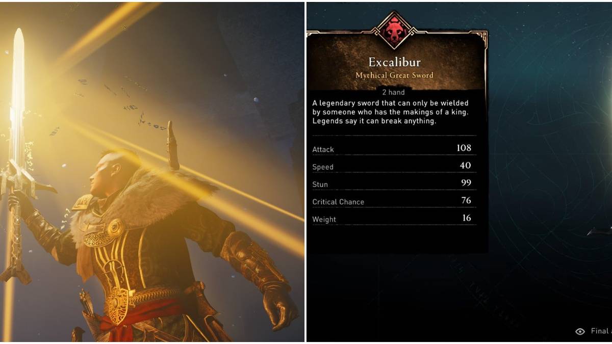 Assassins Creed Valhalla Excalibur Collage In Game And In Menu