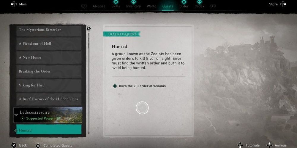 Assassins Creed Valhalla Quest Log Hunted Description