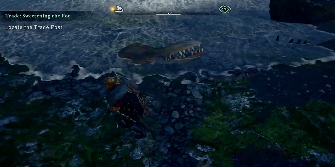 Assassin's Creed Valhalla Sea Monster Easter Egg whale skull bones washed up on shore