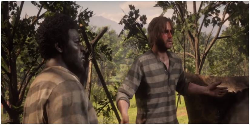 The prisoners White and Black talking to the player