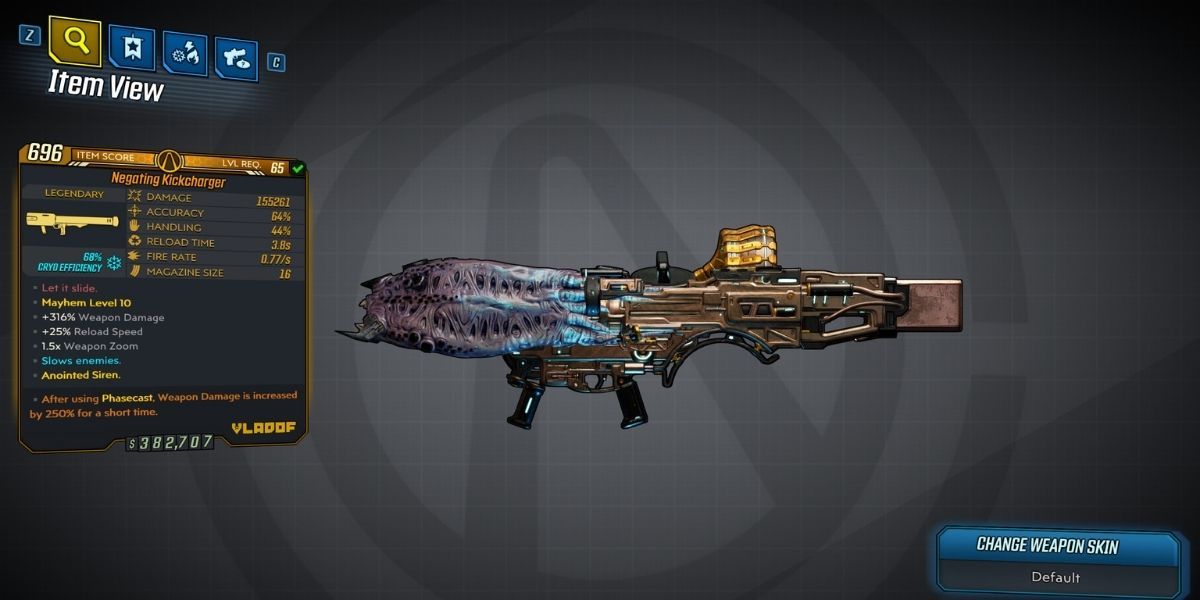 Borderlands 3 Kickcharger legendary rocket launcher