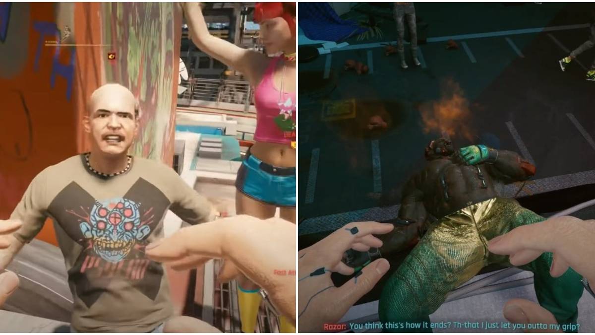 Cyber punk 2077 Fighter Collage T Pose And Razor Down