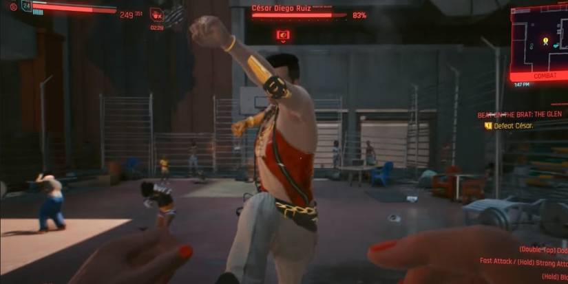 Cyberpunk 2077 Beat The Brat Cesar Throwing Punch In Midair