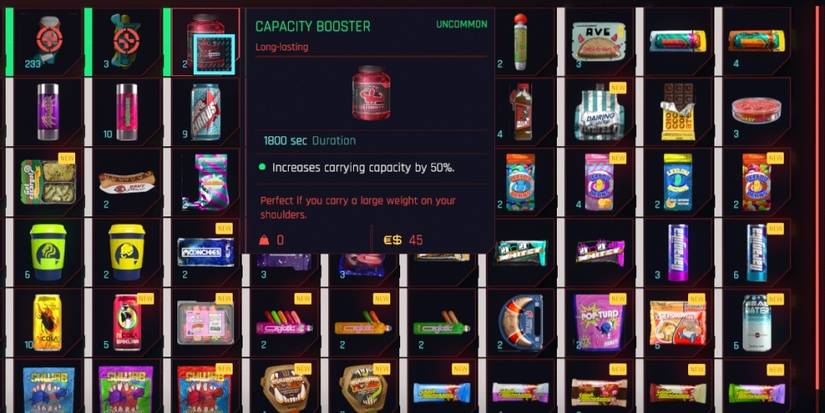 Cyberpunk 2077 Capacity Booster In Inventory Menu