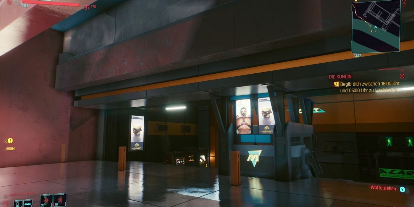 Cyberpunk 2077 Entrance Of Subway Station at night