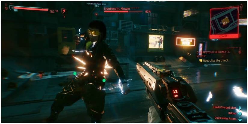 Fighting Mower With A Shotgun In Cyberpunk 2077 