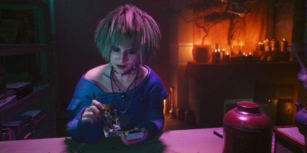 Cyberpunk 2077 Getting Tarot Reading From Misty