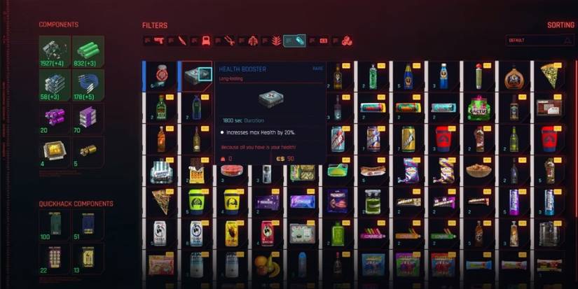 Cyberpunk 2077 Health Booster Description In Inventory Menu