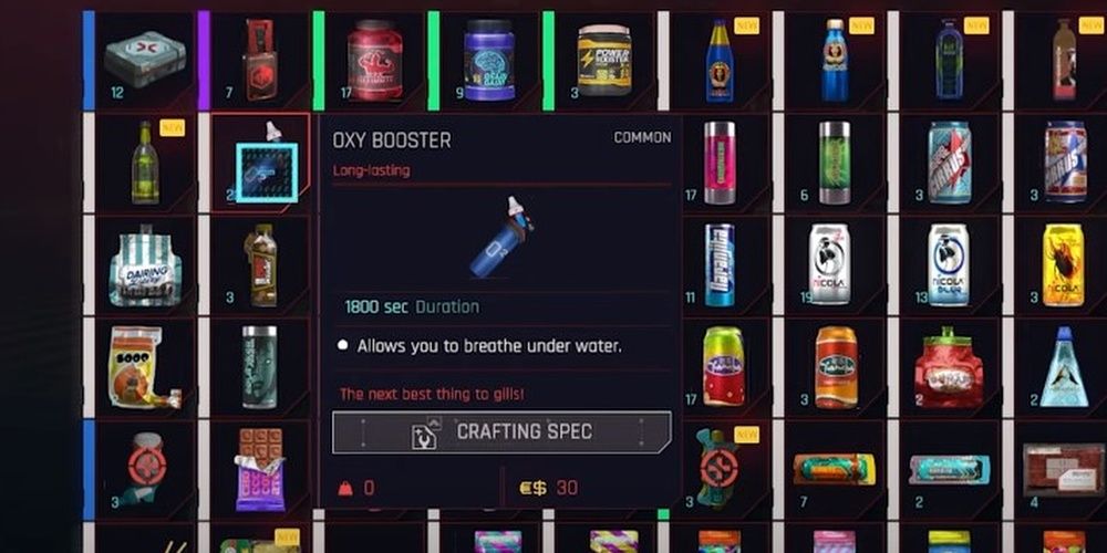 Cyberpunk 2077 Oxy Booster In The Inventory Menu