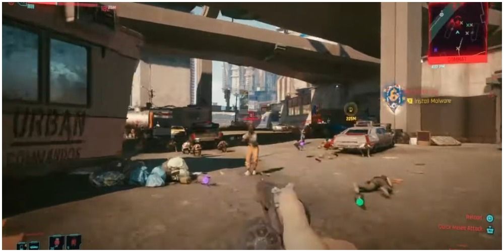Cyberpunk 2077 Reloading A Revolver In Front Of A Group
