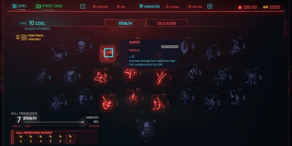 Cyberpunk 2077 Sniper In The Stealth Skill Tree