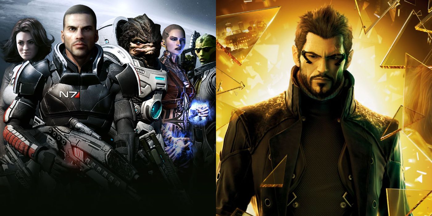 (Слева) Главные герои Mass Effect (Справа) Обложка Deus Ex: Human Revolution