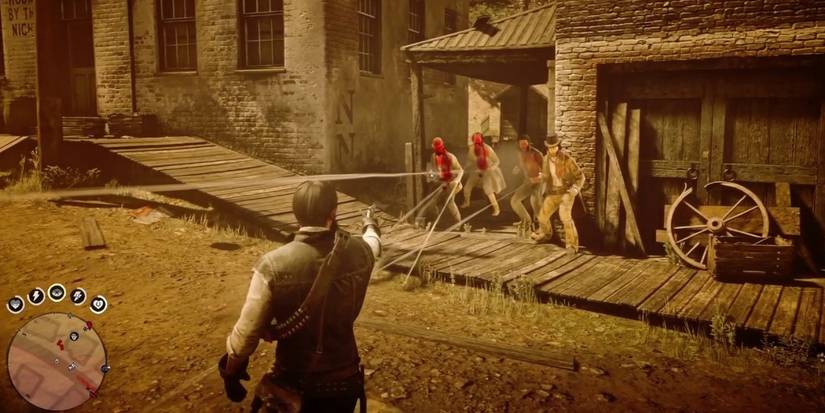 Player using Dead Eye to take down multiple NPCs Red Dead Online