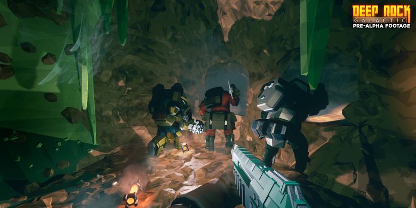 Back View of 3 Dwarf Miners In The Caves.