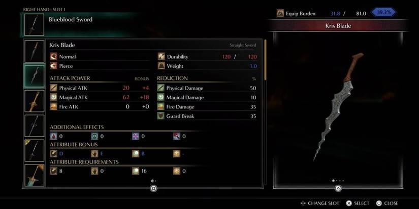 The Kris Blade offers bonuses to magic damage in Demons Souls