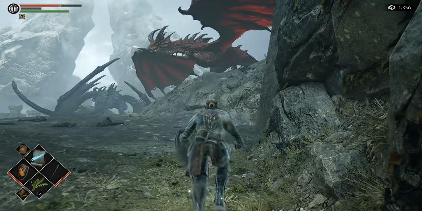 Player character quietly approaches the Dragons in Boletaria Demon's Souls