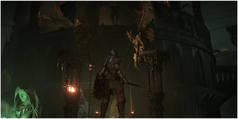 A dark and gloomy scene in Demon's Souls