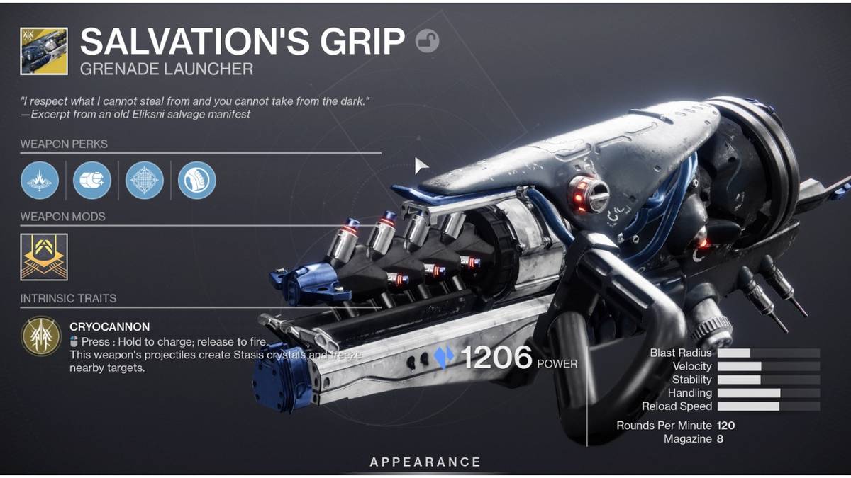 Destiny 2 How To Get The Exotic Grenade Launcher, Salvation's Grip