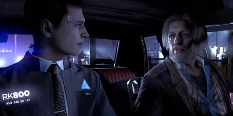 Detroit Become Human Connor and Hank inside police car