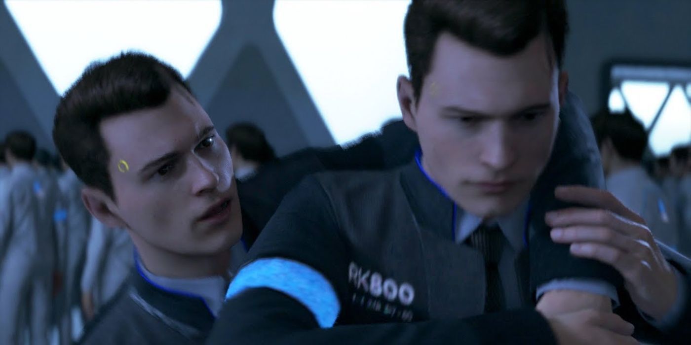 Detroit Become Human Connor at Cyberlife Tower fighting his clone